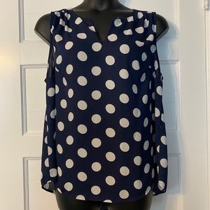 Pixley navy & white polka dot sleeveless blouse 2X